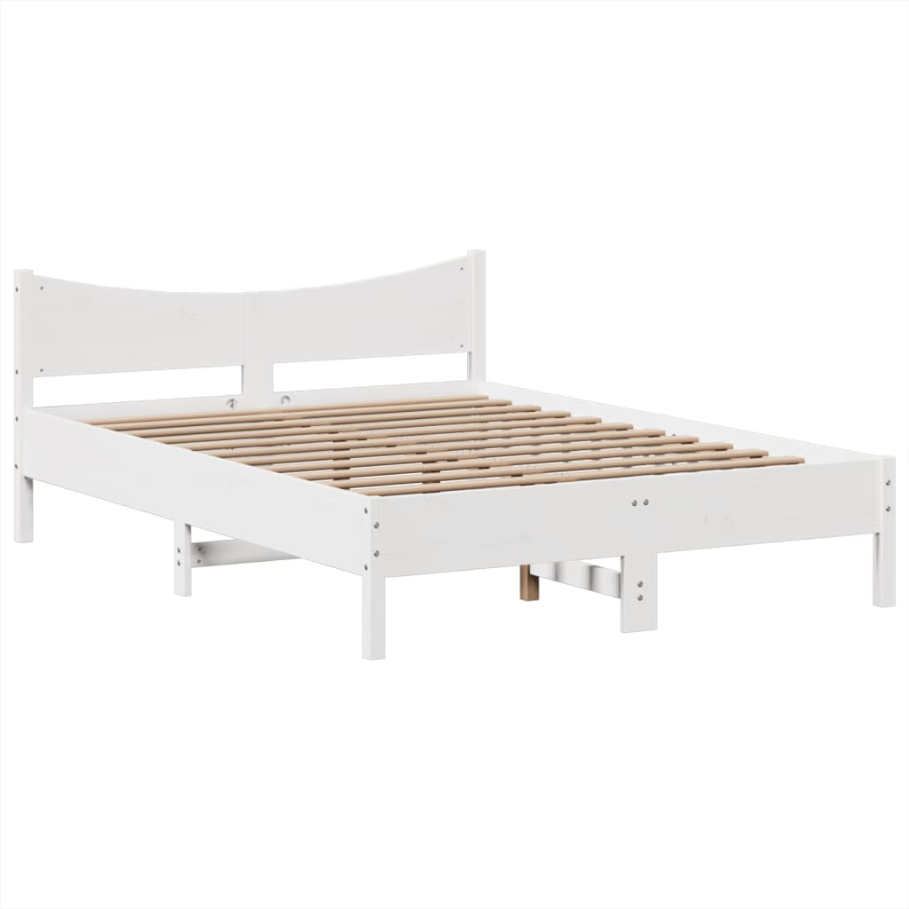 Cadre de lit sans matelas blanc 150x200 cm bois de pin massif - XIOS
