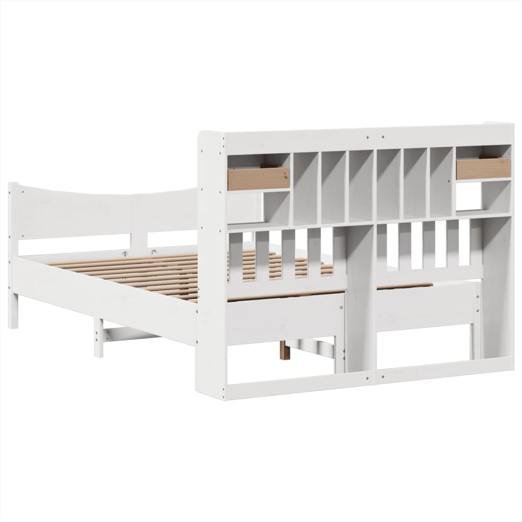 Cadre de lit sans matelas blanc 150x200 cm bois de pin massif - XIOS