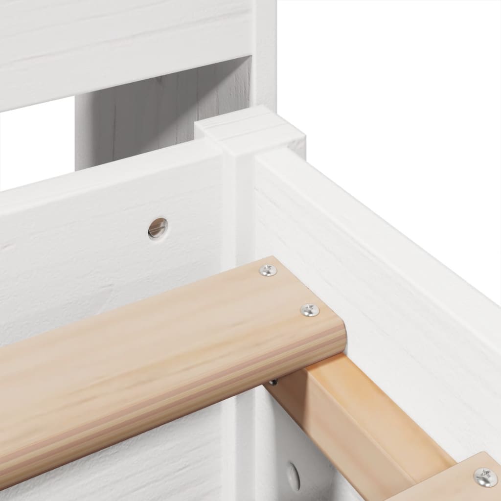 Cadre de lit sans matelas blanc 150x200 cm bois de pin massif - XIOS