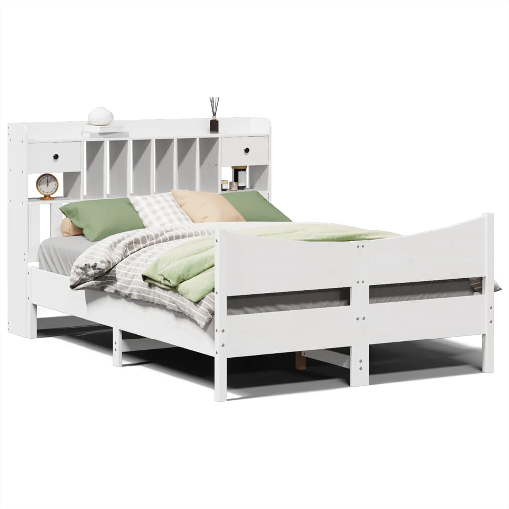 Cadre de lit sans matelas blanc 140x200 cm bois de pin massif - XIOS