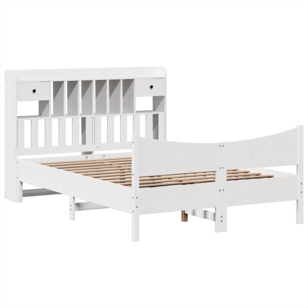 Cadre de lit sans matelas blanc 140x200 cm bois de pin massif - XIOS