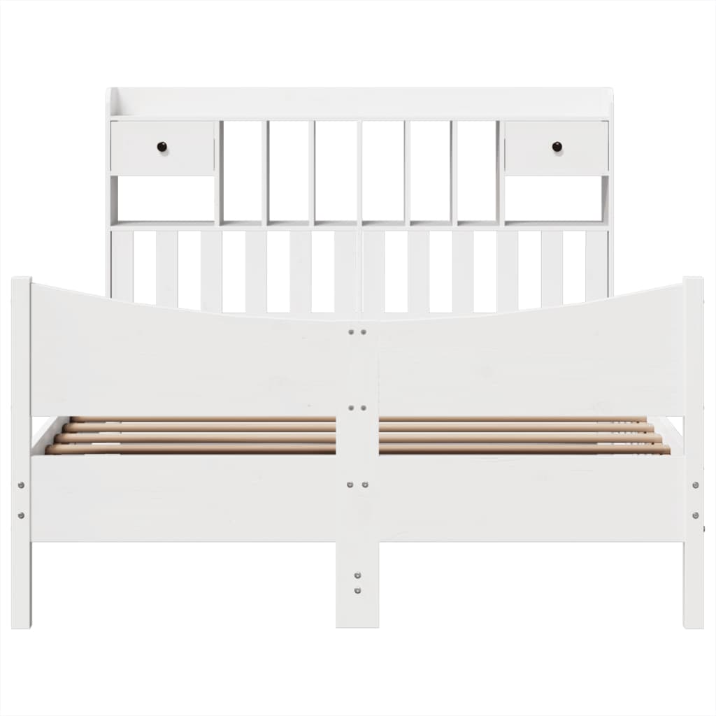 Cadre de lit sans matelas blanc 140x200 cm bois de pin massif - XIOS