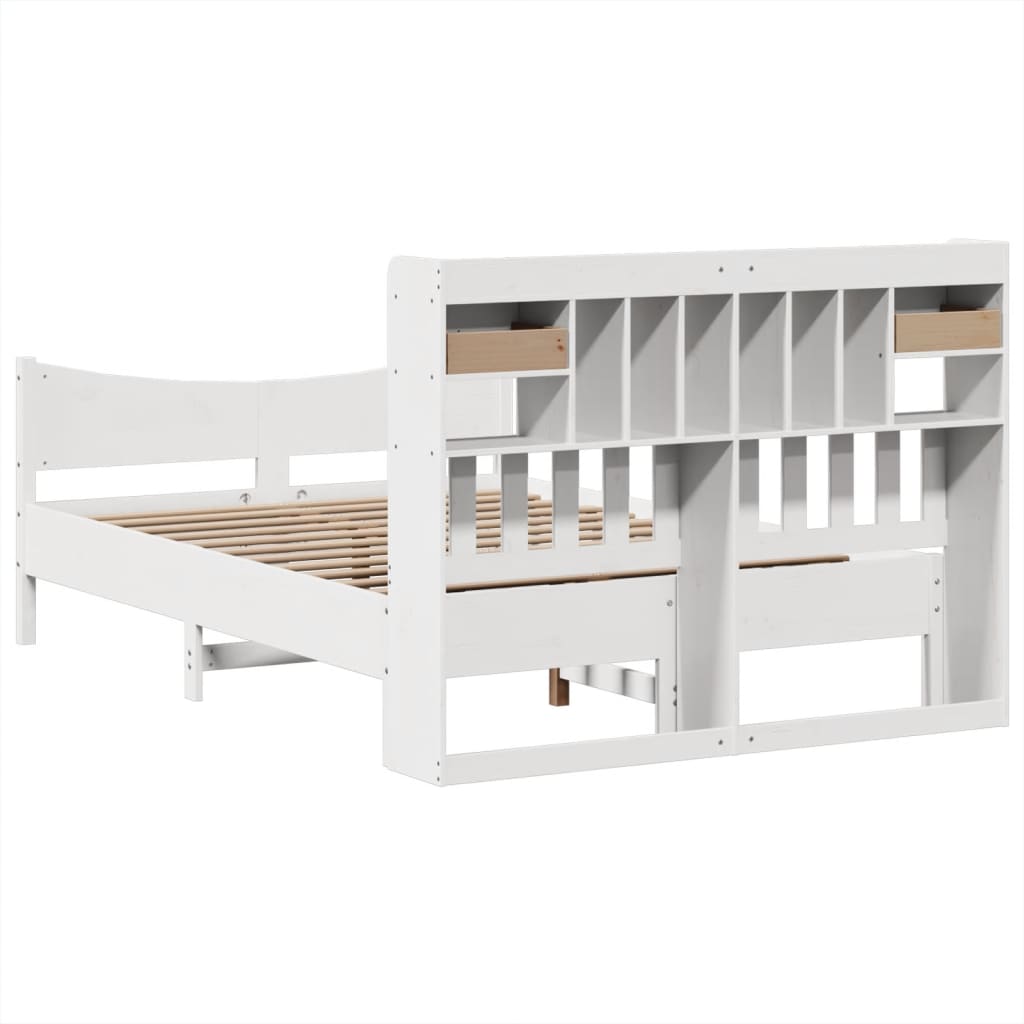 Cadre de lit sans matelas blanc 140x200 cm bois de pin massif - XIOS