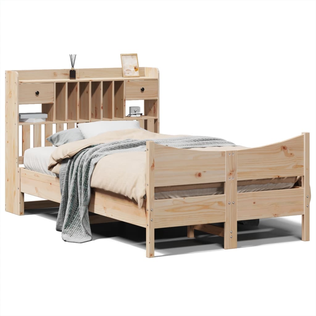 Cadre de lit sans matelas 135x190 cm bois de pin massif - XIOS