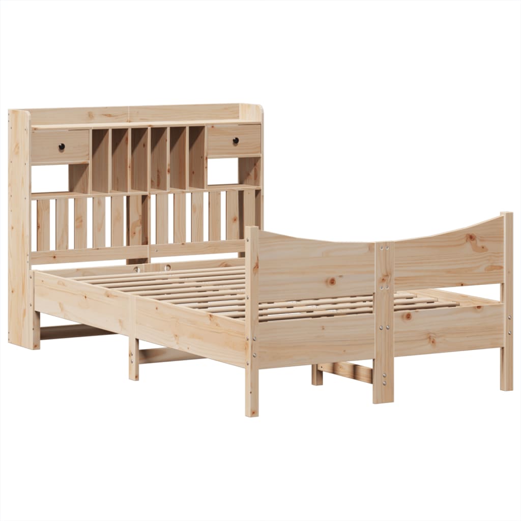 Cadre de lit sans matelas 135x190 cm bois de pin massif - XIOS