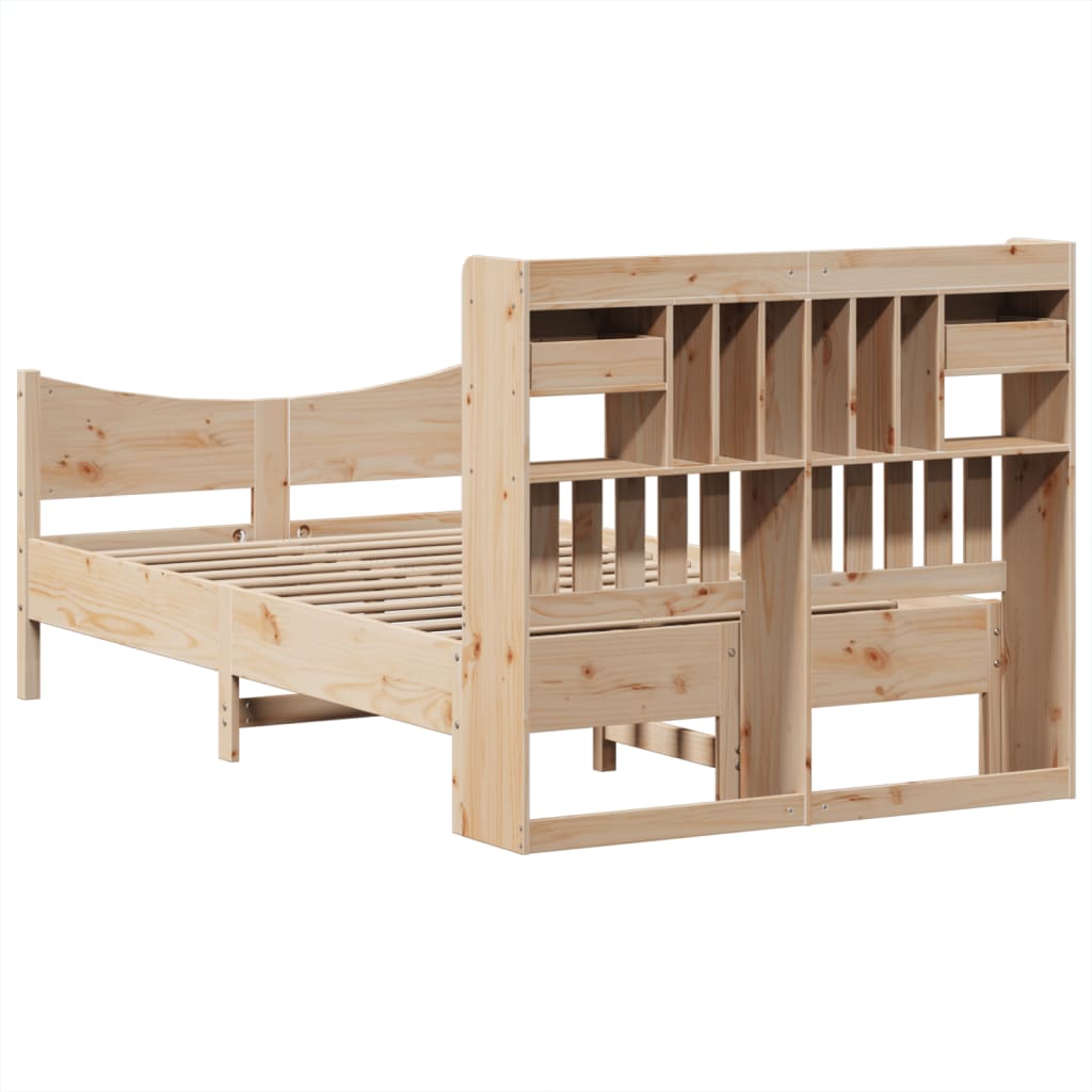 Cadre de lit sans matelas 135x190 cm bois de pin massif - XIOS
