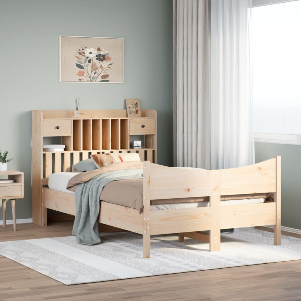 Cadre de lit sans matelas 135x190 cm bois de pin massif - XIOS