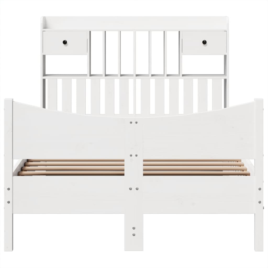 Cadre de lit sans matelas blanc 135x190 cm bois de pin massif - XIOS