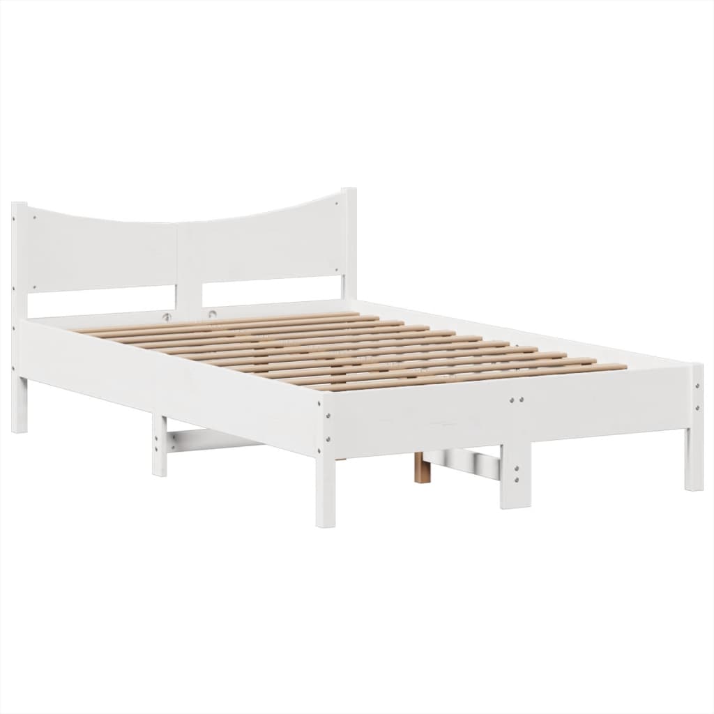 Cadre de lit sans matelas blanc 135x190 cm bois de pin massif - XIOS