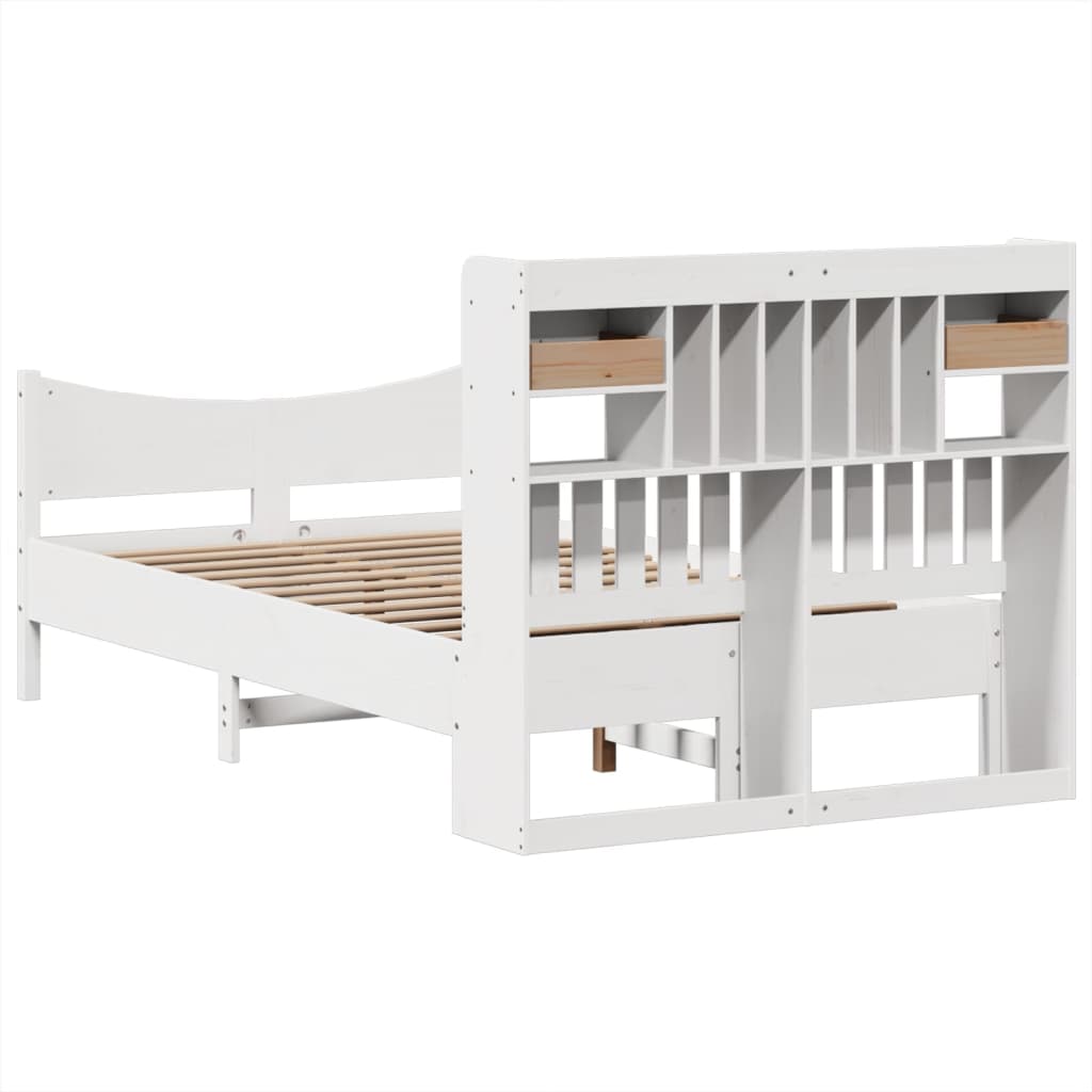 Cadre de lit sans matelas blanc 135x190 cm bois de pin massif - XIOS