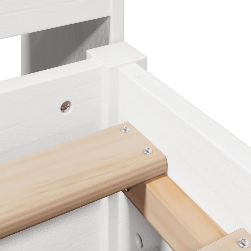 Cadre de lit sans matelas blanc 135x190 cm bois de pin massif - XIOS