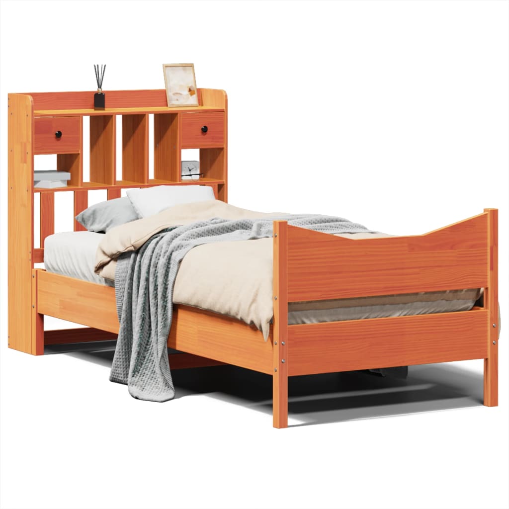 Cadre de lit sans matelas cire marron 75x190 cm bois pin massif - XIOS