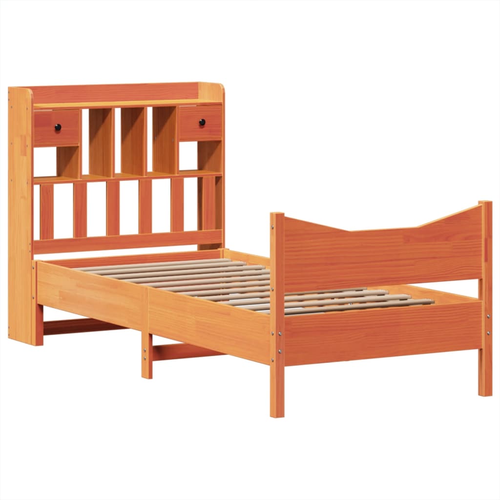 Cadre de lit sans matelas cire marron 75x190 cm bois pin massif - XIOS