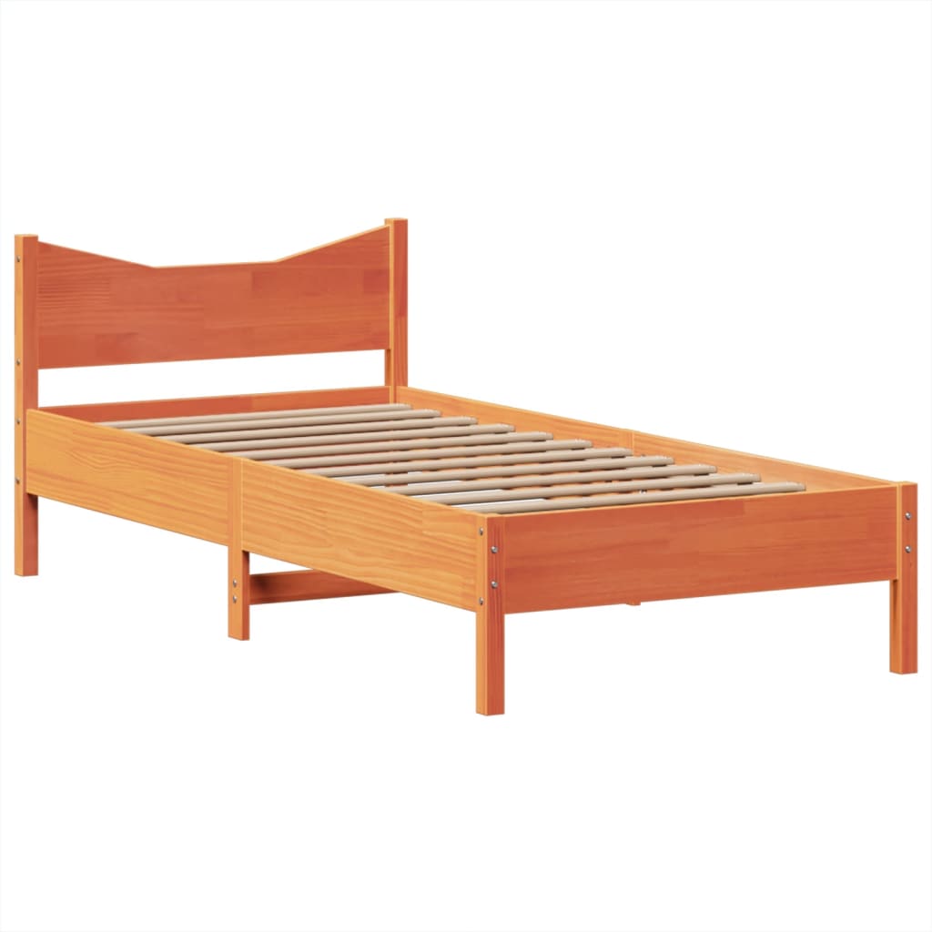 Cadre de lit sans matelas cire marron 75x190 cm bois pin massif - XIOS