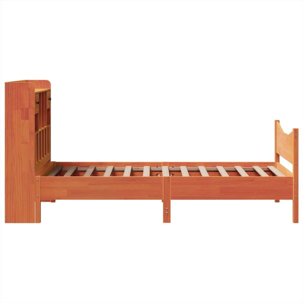 Cadre de lit sans matelas cire marron 75x190 cm bois pin massif - XIOS