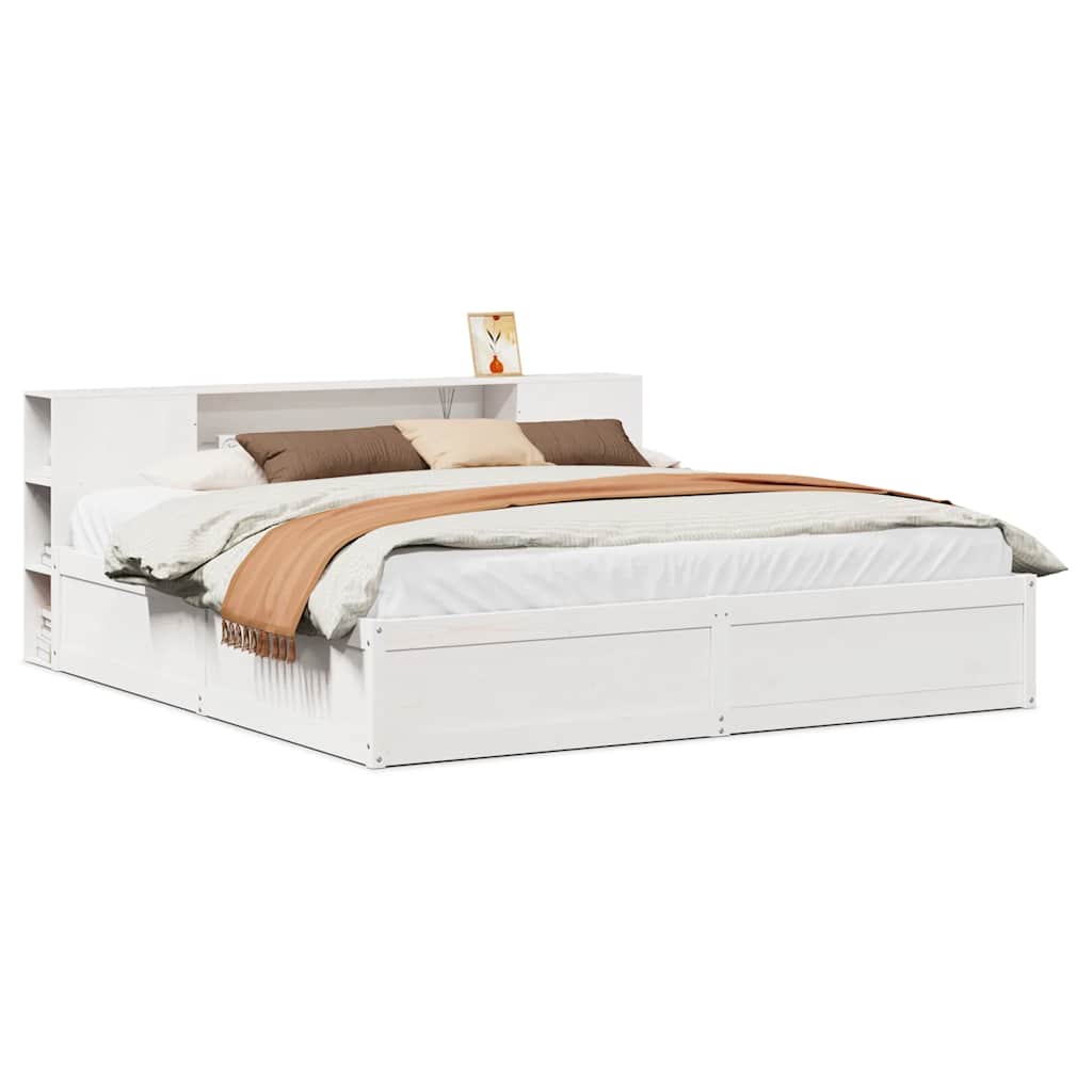 Cadre de lit sans matelas blanc 180x200 cm bois massif de pin - XIOS