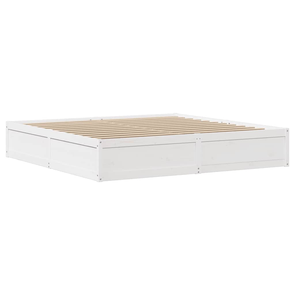 Cadre de lit sans matelas blanc 180x200 cm bois massif de pin - XIOS