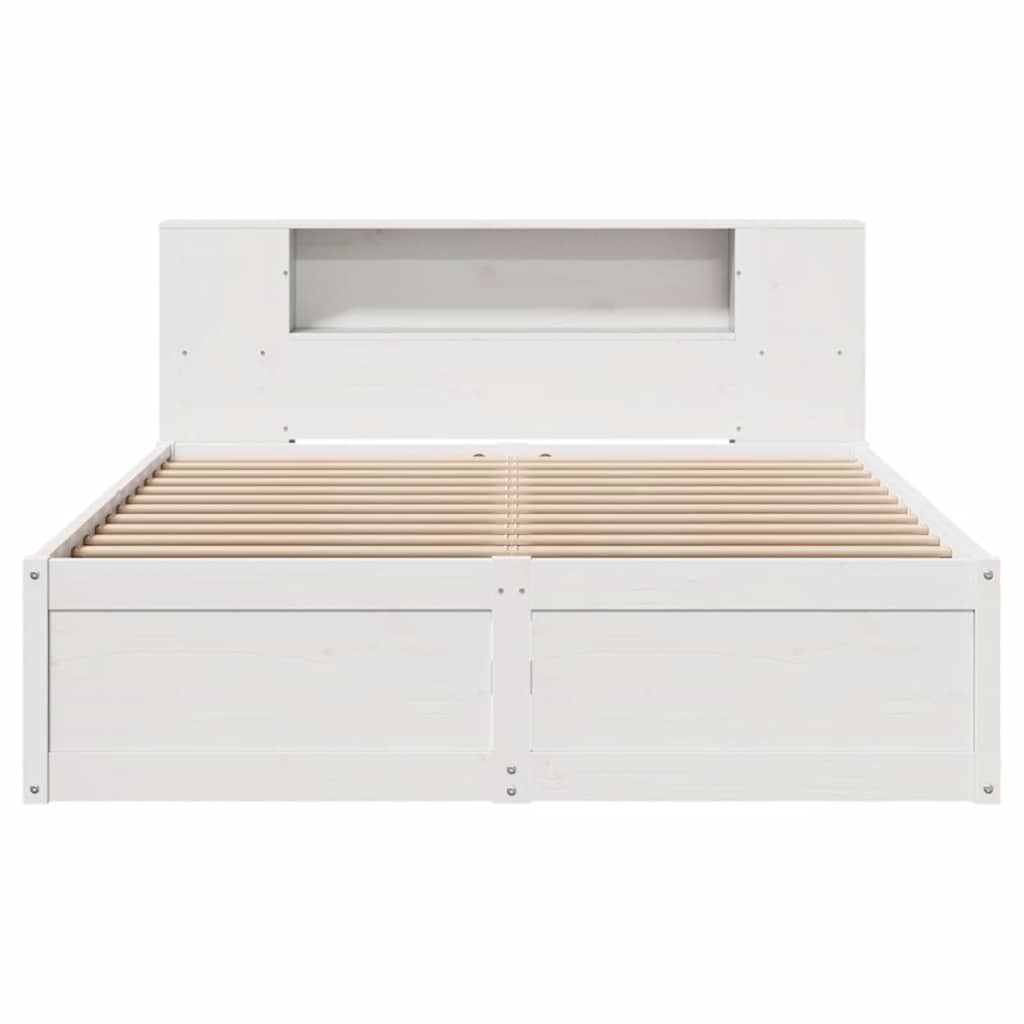 Cadre de lit sans matelas blanc 150x200 cm bois de pin massif - XIOS