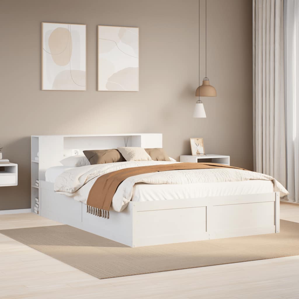 Cadre de lit sans matelas blanc 120x200 cm bois de pin massif - XIOS