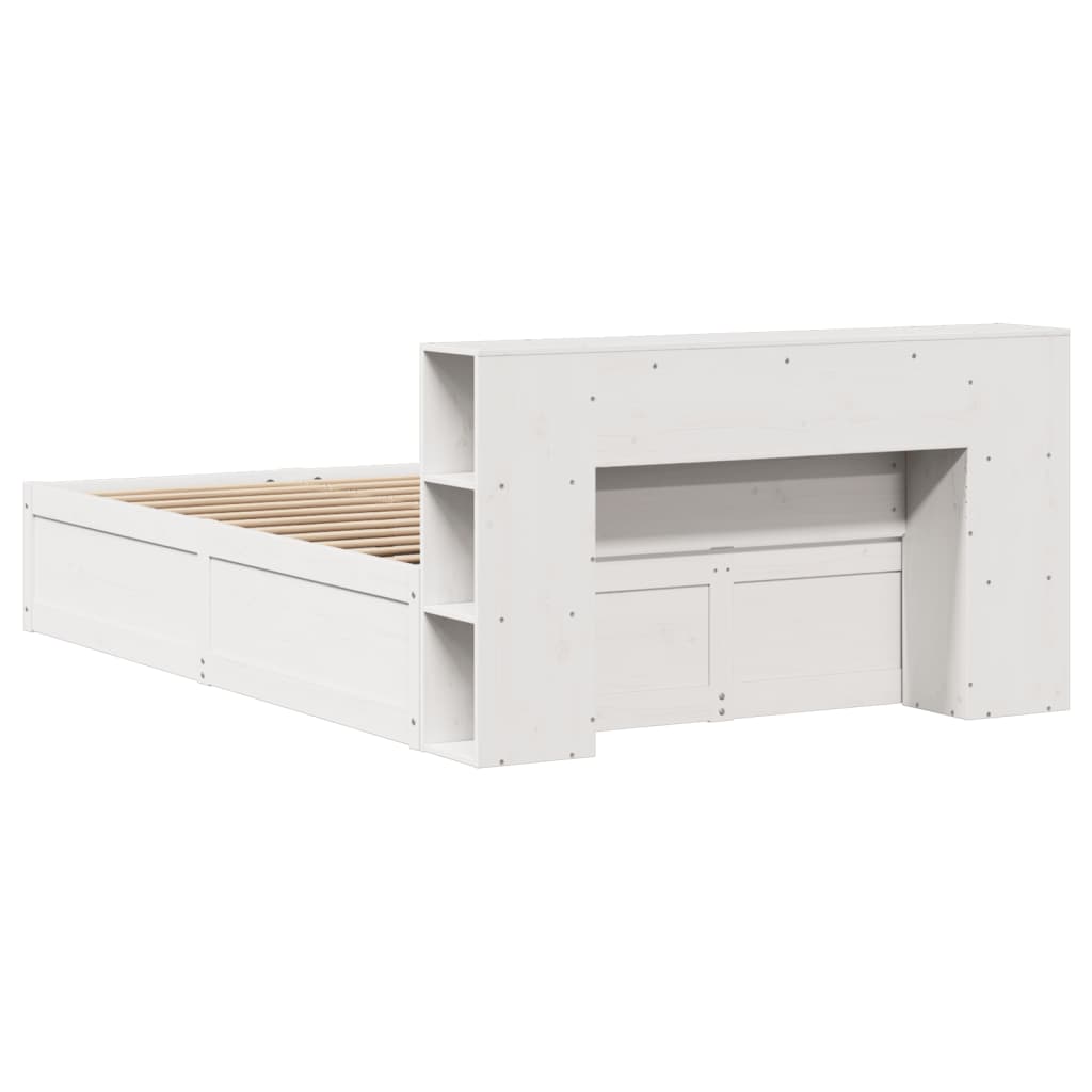 Cadre de lit sans matelas blanc 140x190 cm bois de pin massif - XIOS