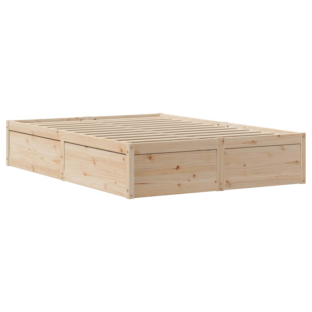 Cadre de lit sans matelas 135x190 cm bois de pin massif - XIOS