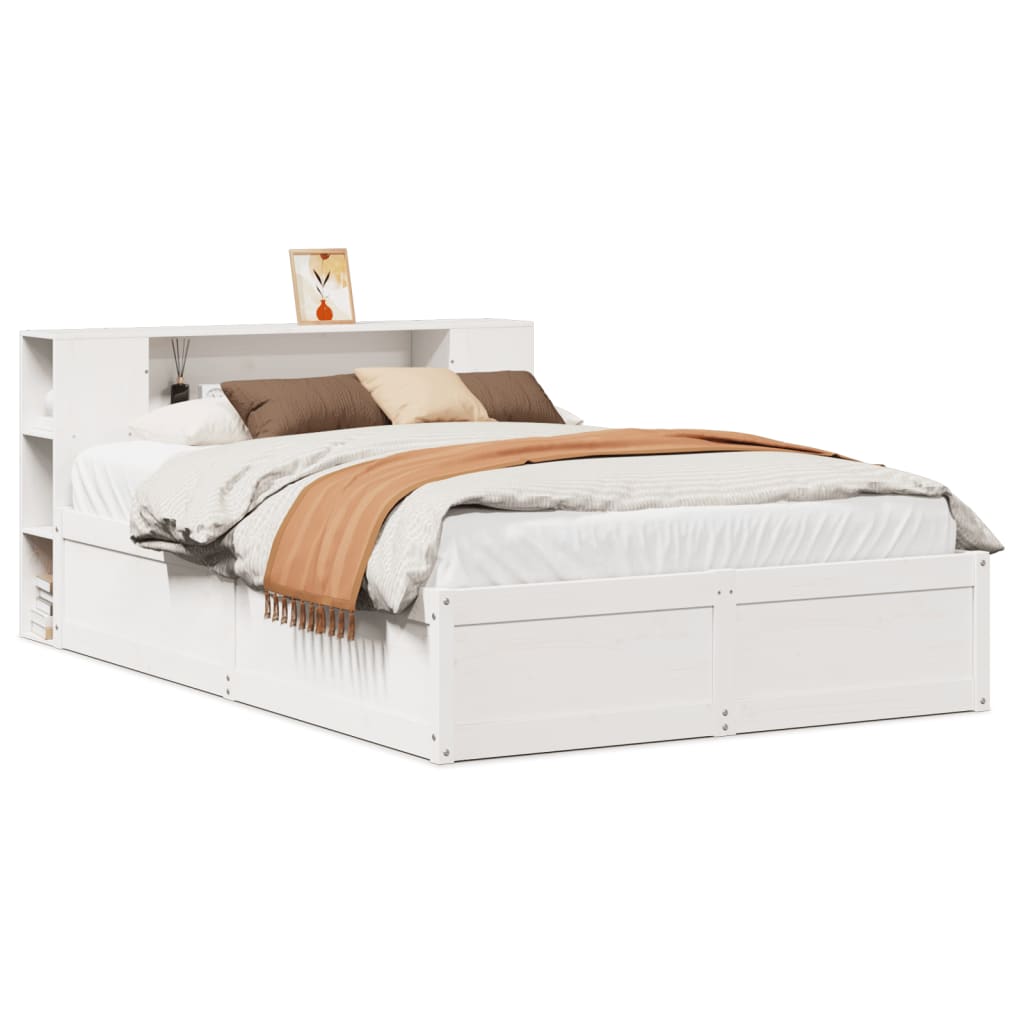 Cadre de lit sans matelas blanc 135x190 cm bois de pin massif - XIOS