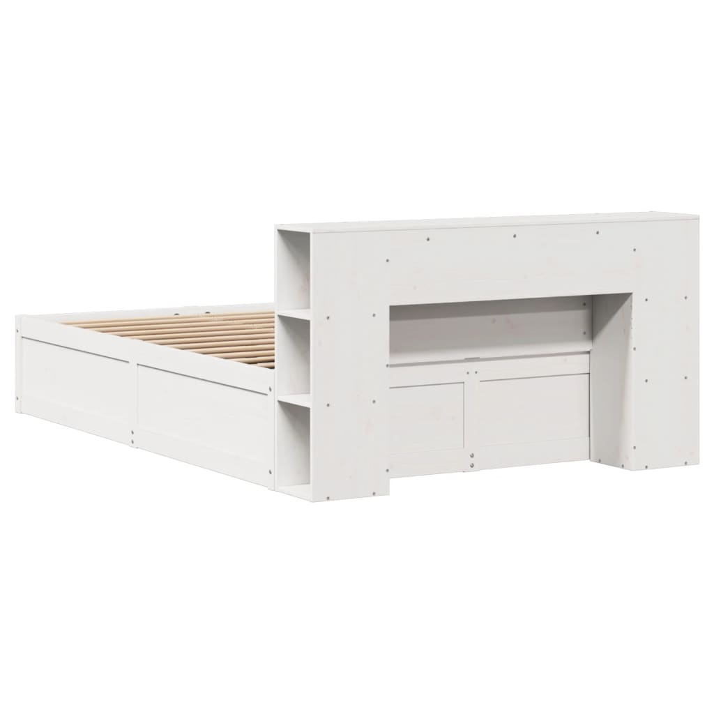 Cadre de lit sans matelas blanc 135x190 cm bois de pin massif - XIOS