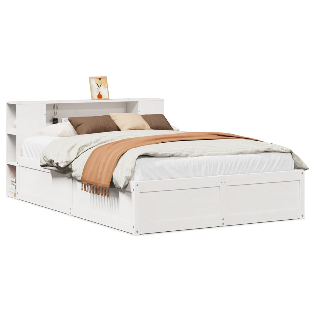 Cadre de lit sans matelas blanc 120x190 cm bois de pin massif - XIOS