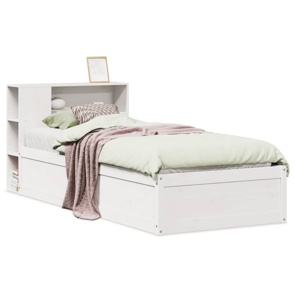 Cadre de lit sans matelas blanc 100x200 cm bois de pin massif - XIOS