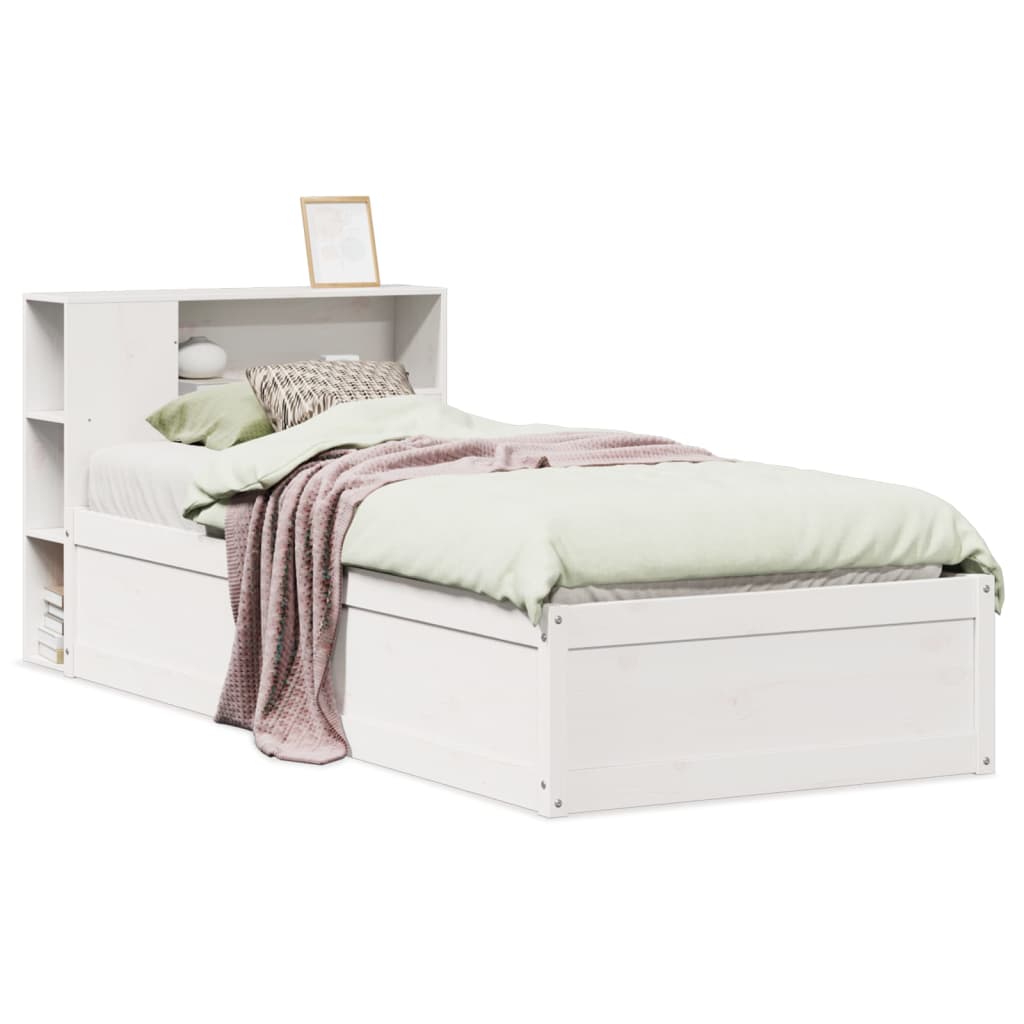 Cadre de lit sans matelas blanc 75x190 cm bois de pin massif - XIOS