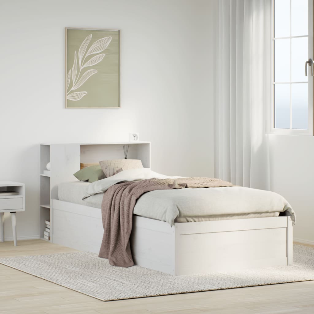 Cadre de lit sans matelas blanc 75x190 cm bois de pin massif - XIOS