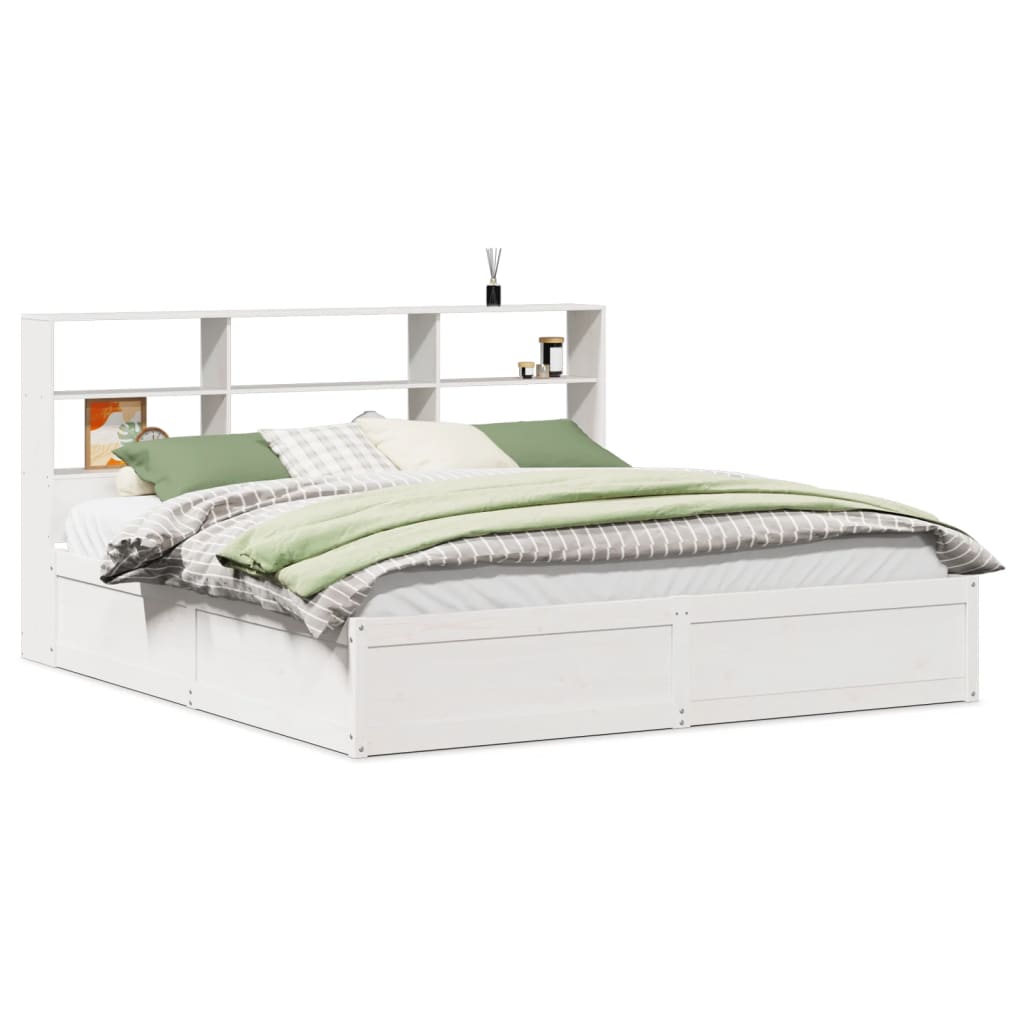 Cadre de lit sans matelas blanc 180x200 cm bois massif de pin - XIOS