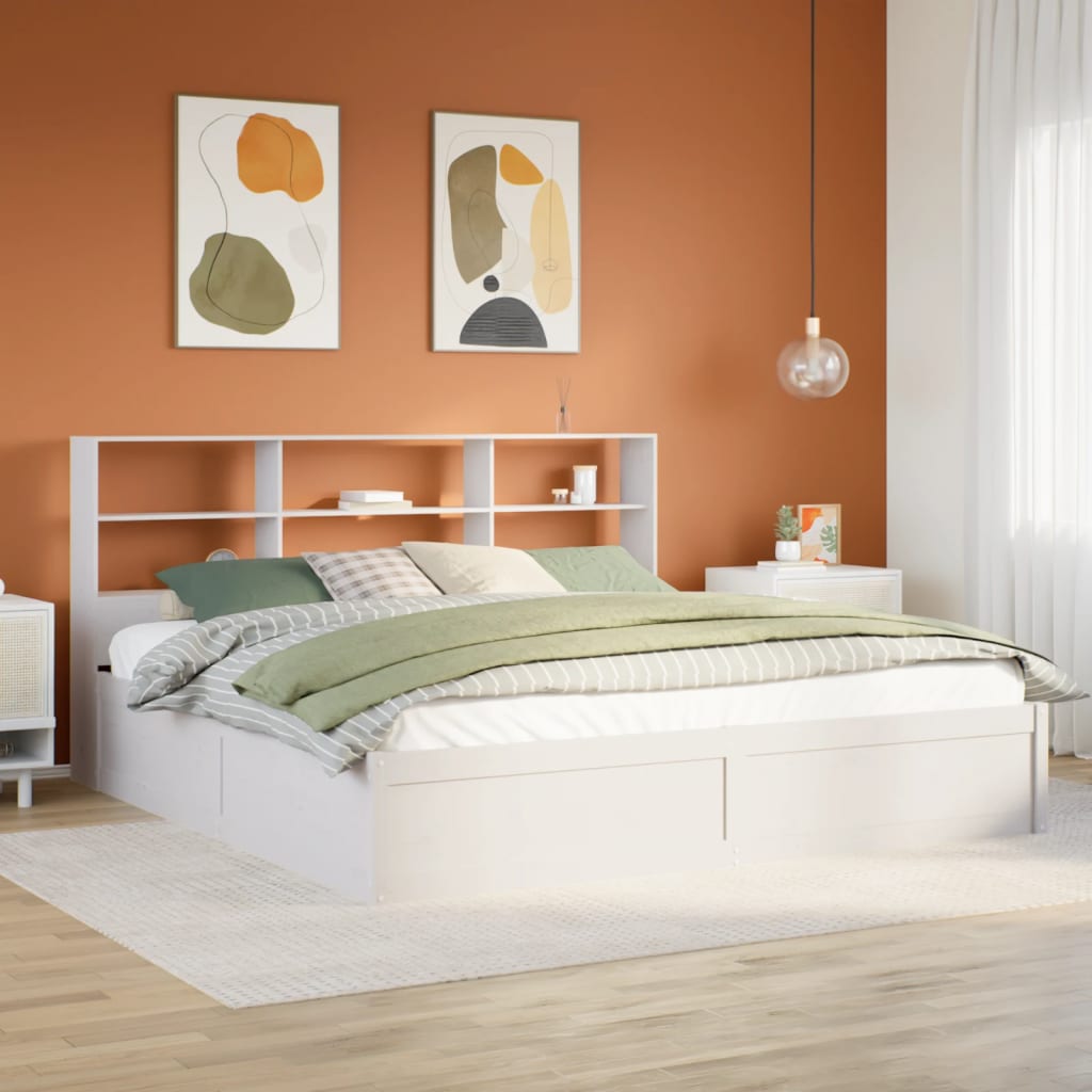 Cadre de lit sans matelas blanc 180x200 cm bois massif de pin - XIOS