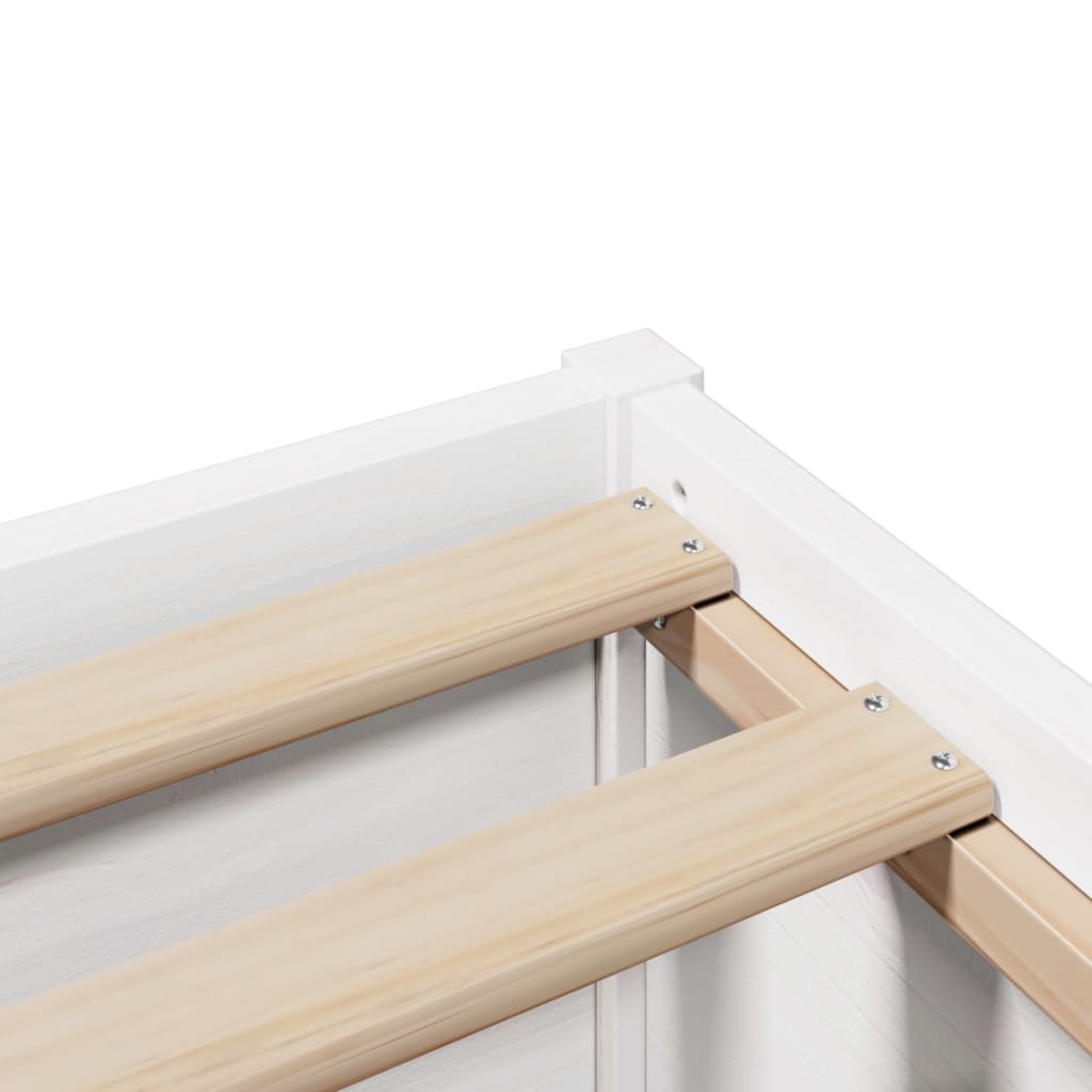 Cadre de lit sans matelas blanc 140x200 cm bois de pin massif - XIOS