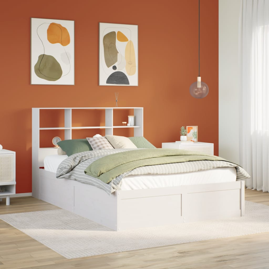 Cadre de lit sans matelas blanc 140x200 cm bois de pin massif - XIOS