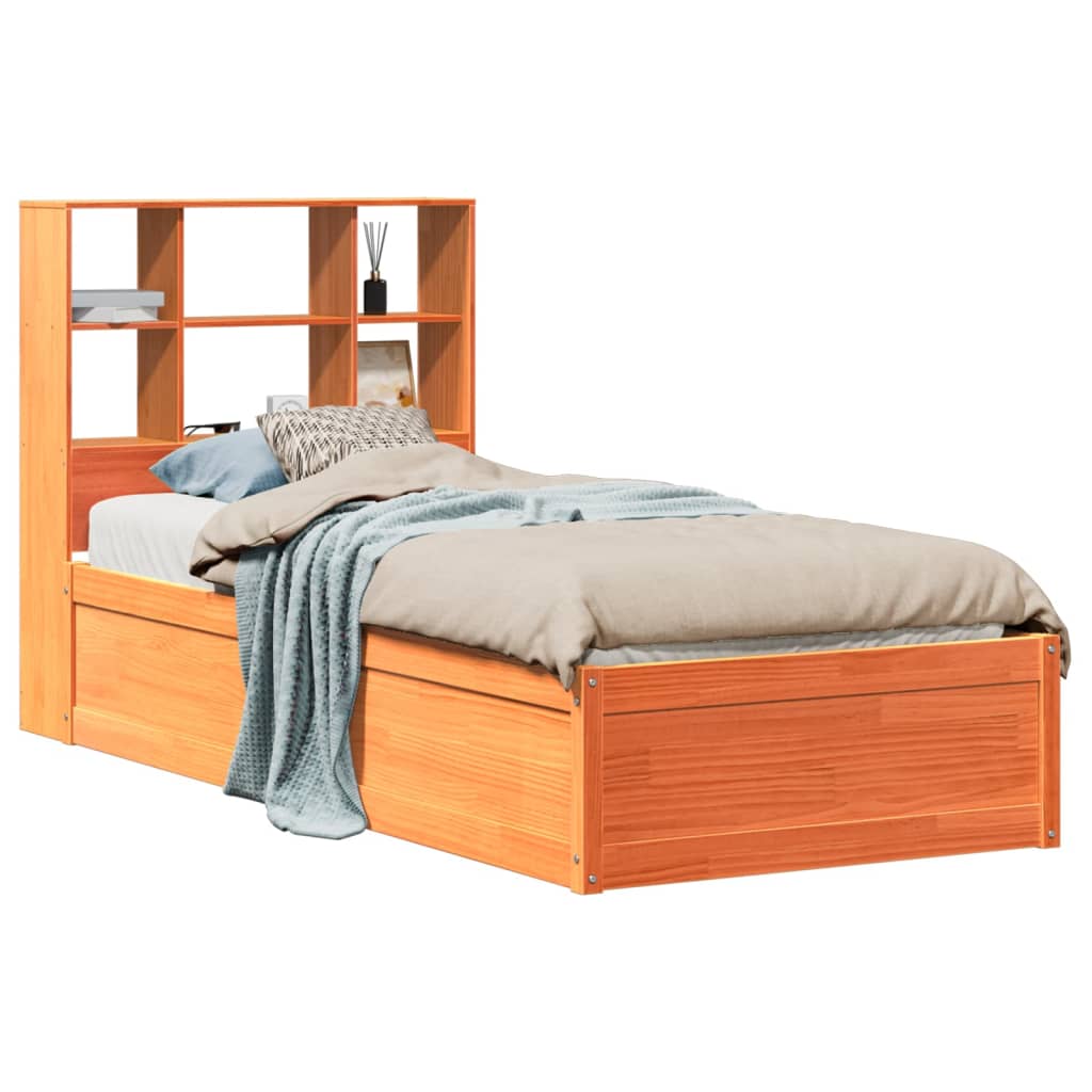 Cadre de lit sans matelas cire marron 100x200cm bois pin massif - XIOS