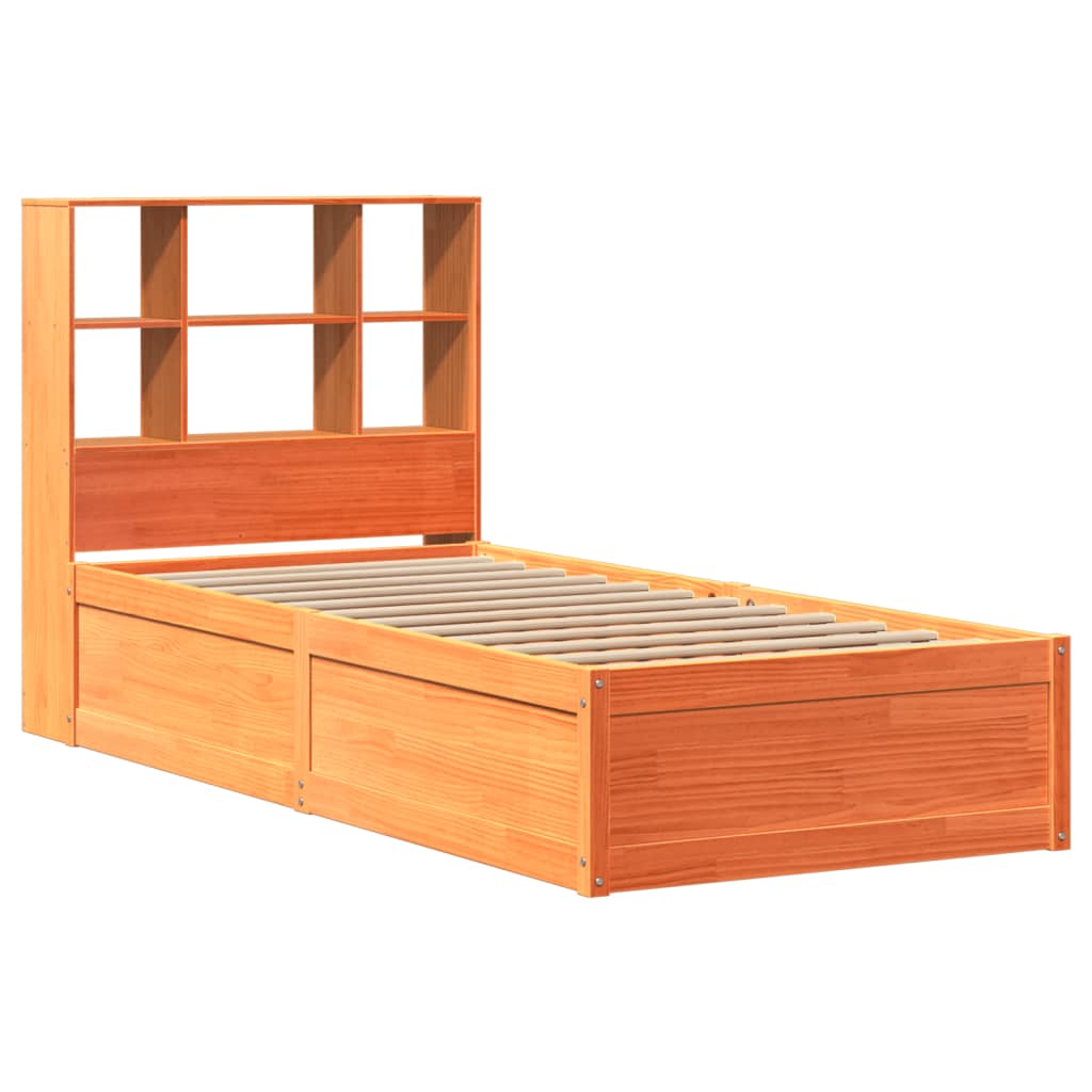 Cadre de lit sans matelas cire marron 100x200cm bois pin massif - XIOS
