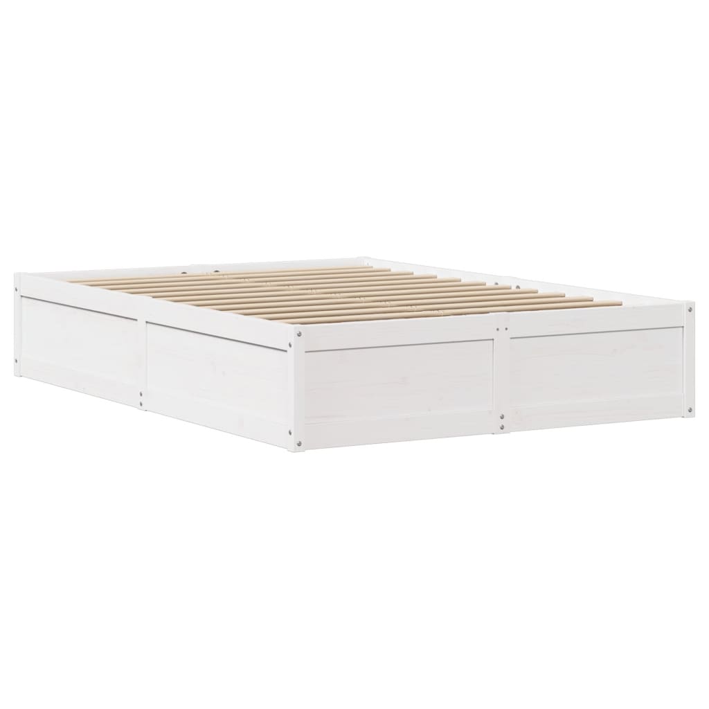 Cadre de lit sans matelas blanc 140x190 cm bois de pin massif - XIOS