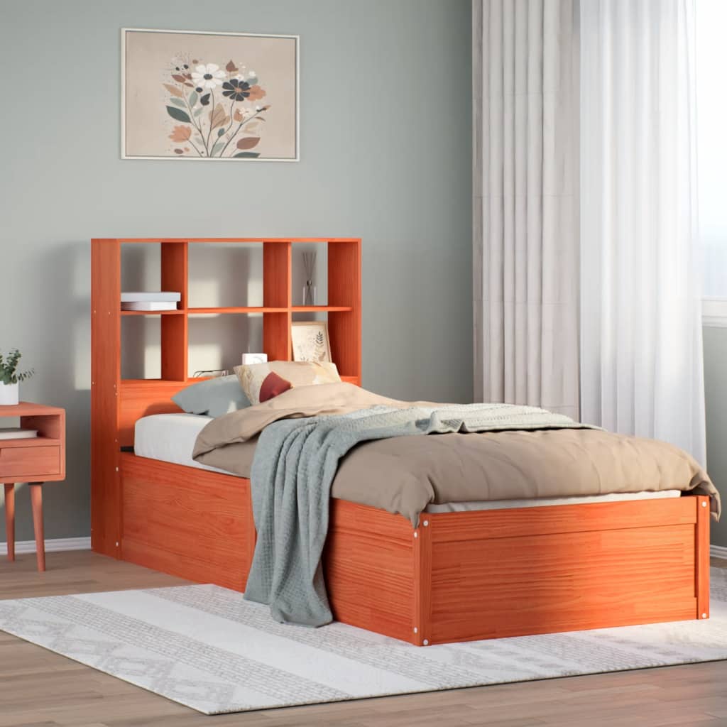 Cadre de lit sans matelas cire marron 75x190 cm bois pin massif - XIOS