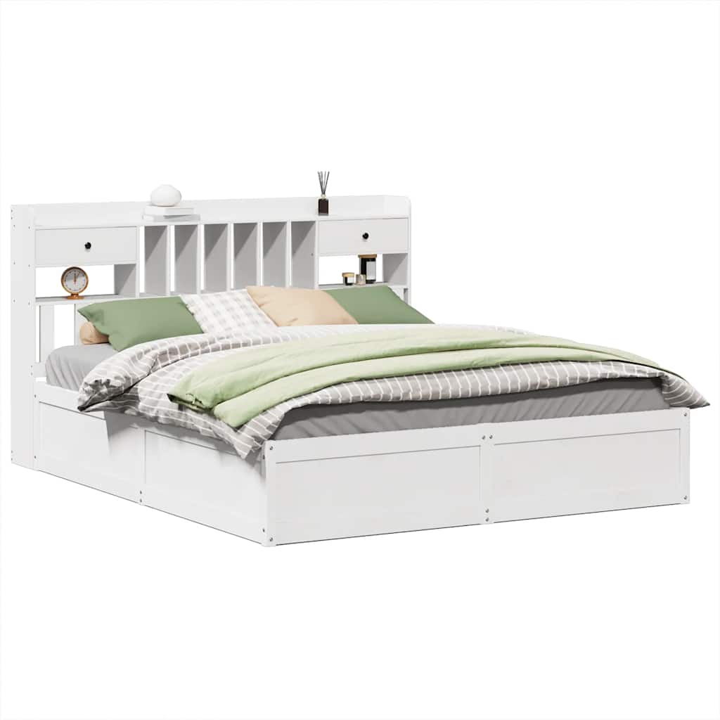 Cadre de lit sans matelas blanc 180x200 cm bois massif de pin - XIOS