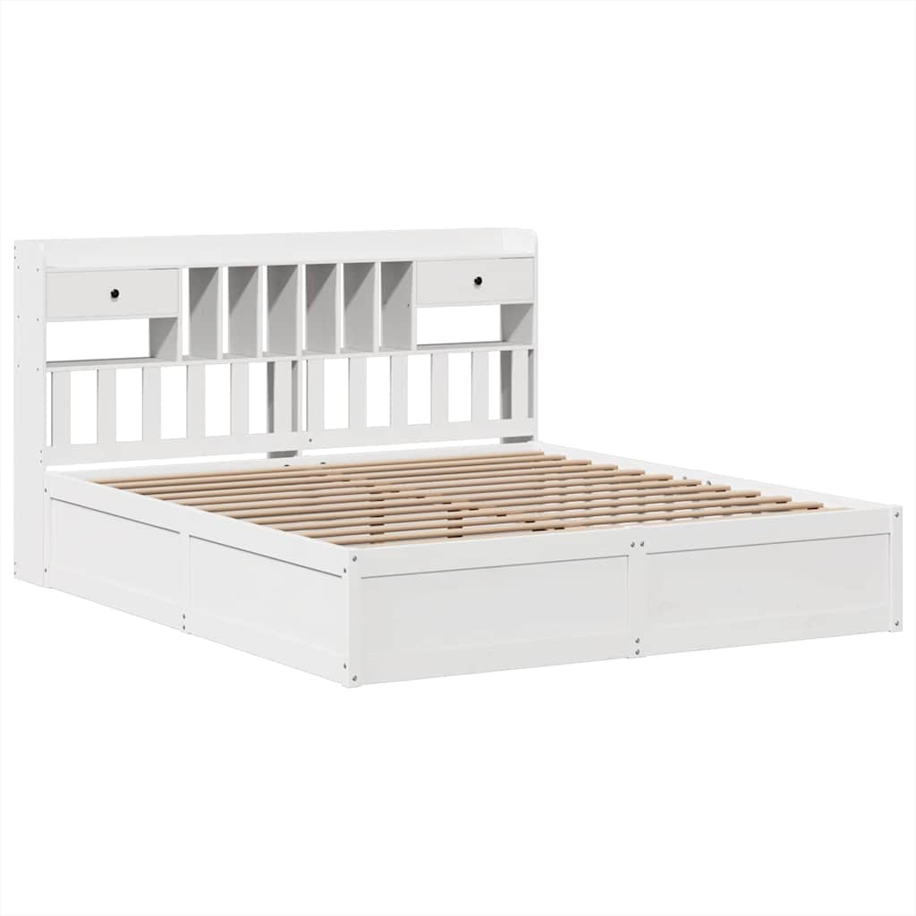 Cadre de lit sans matelas blanc 180x200 cm bois massif de pin - XIOS