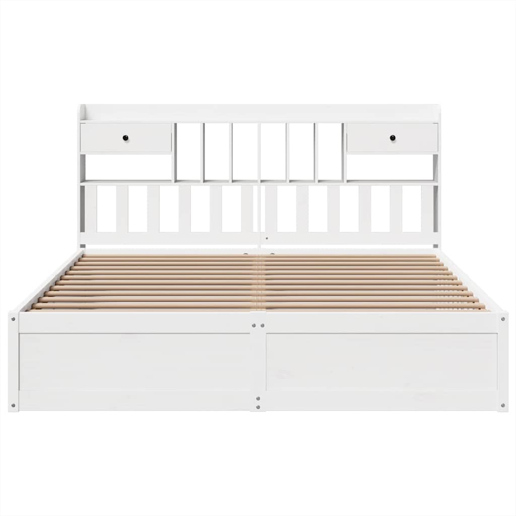 Cadre de lit sans matelas blanc 180x200 cm bois massif de pin - XIOS
