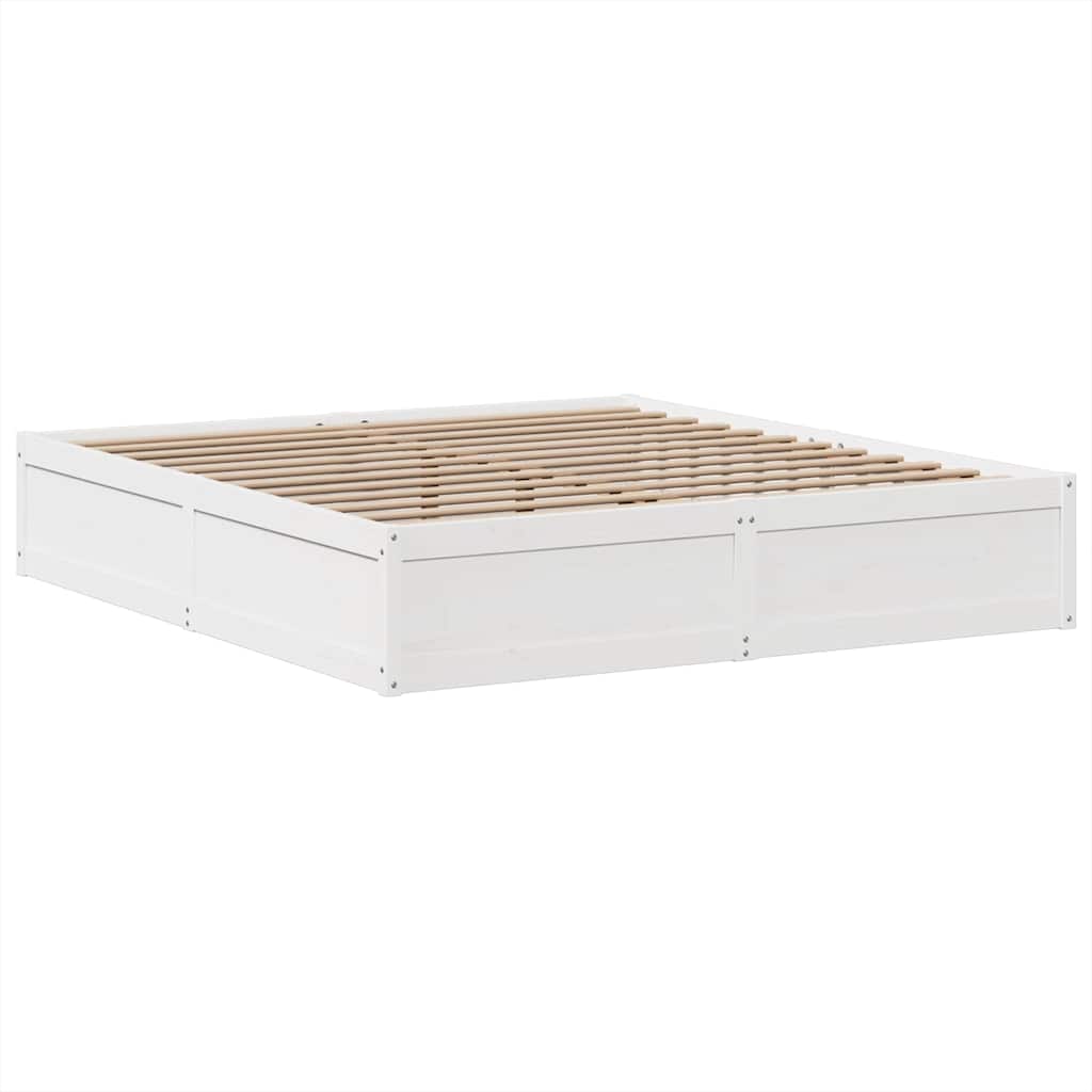 Cadre de lit sans matelas blanc 180x200 cm bois massif de pin - XIOS