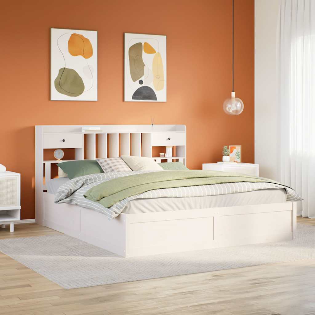 Cadre de lit sans matelas blanc 180x200 cm bois massif de pin - XIOS