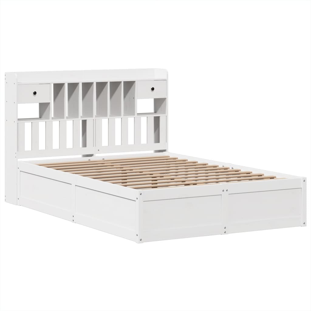 Cadre de lit sans matelas blanc 150x200 cm bois de pin massif - XIOS