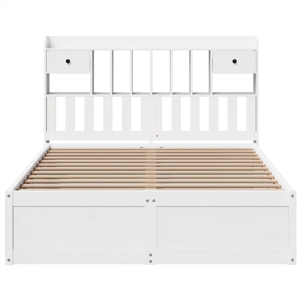 Cadre de lit sans matelas blanc 150x200 cm bois de pin massif - XIOS