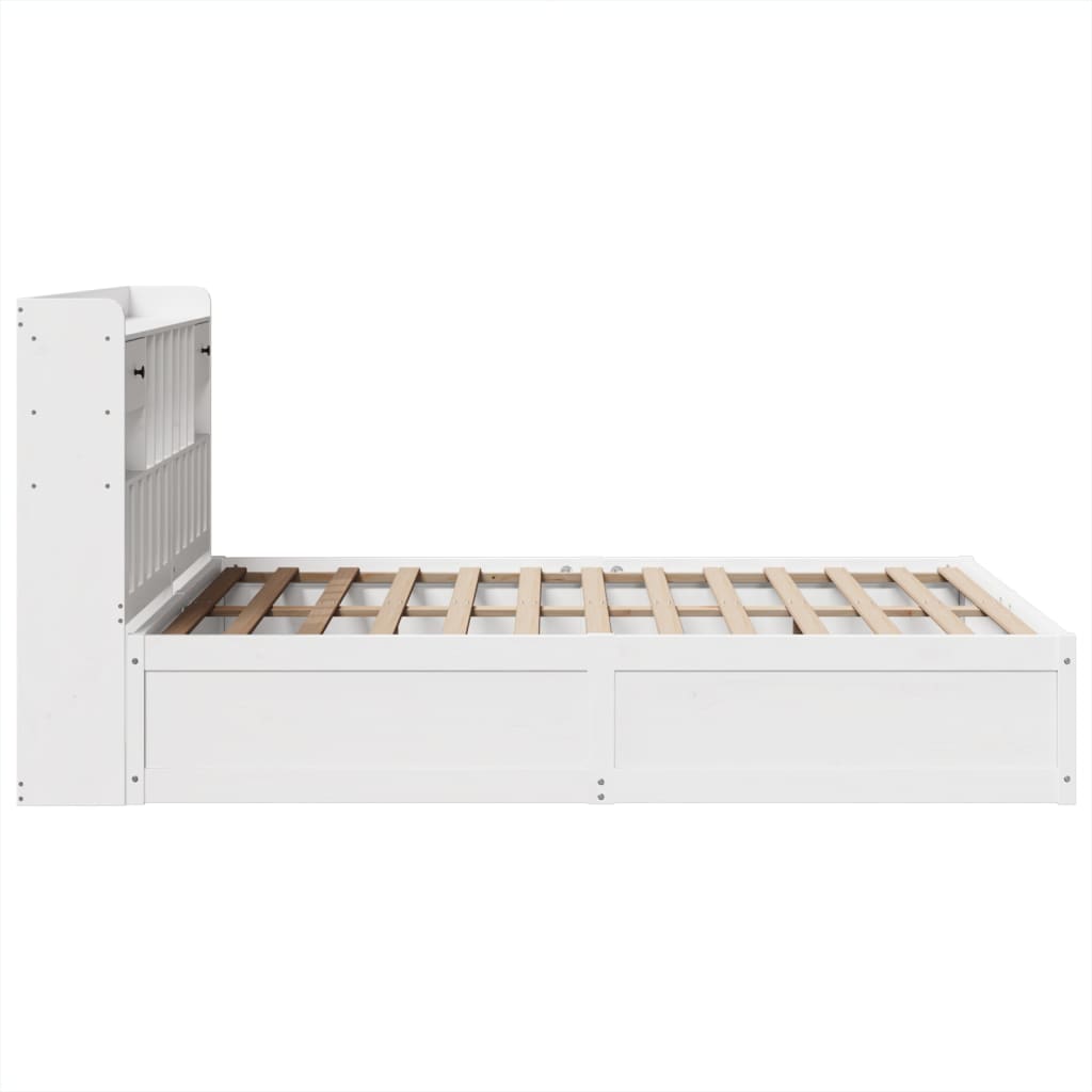 Cadre de lit sans matelas blanc 150x200 cm bois de pin massif - XIOS