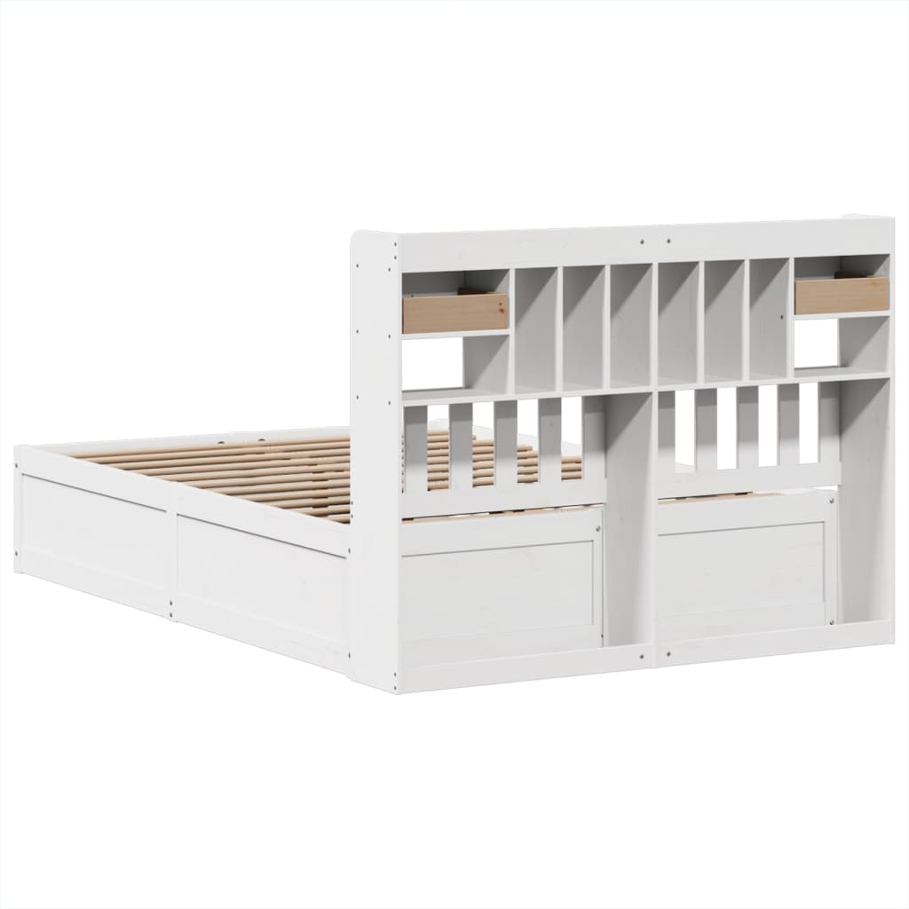 Cadre de lit sans matelas blanc 150x200 cm bois de pin massif - XIOS