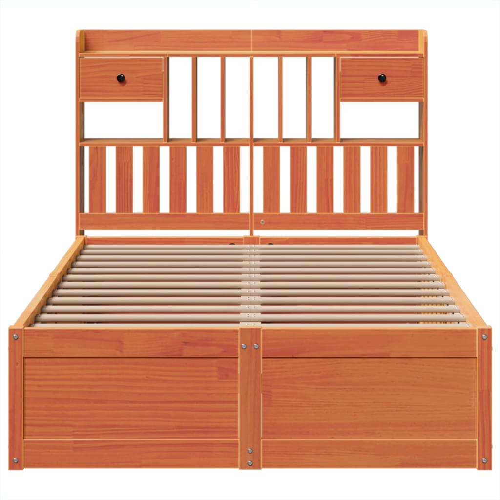Cadre de lit sans matelas cire marron 120x200cm bois pin massif - XIOS