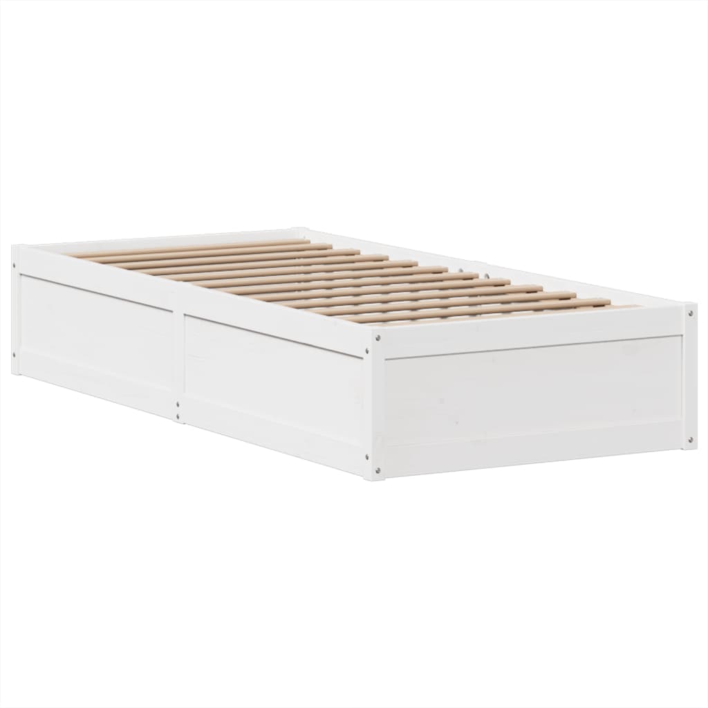 Cadre de lit sans matelas blanc 90x200 cm bois de pin massif - XIOS